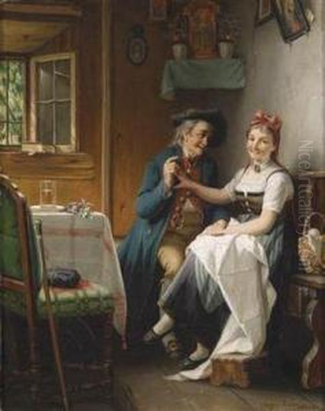 The Admirer Oil Painting by August Muller