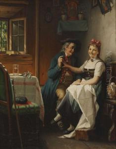 Der Freier Oil Painting by August Muller