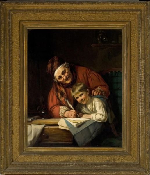 The Lesson Oil Painting by August Muller