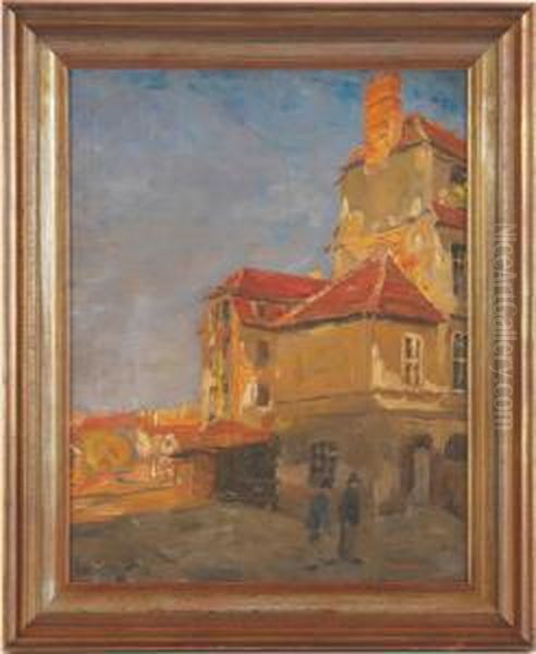 Strasenszene Mit Passanten Oil Painting by Carl Muller