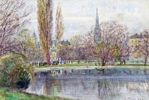 Il Parco Stadtpark E Duomo Di Santo Stefano Oil Painting by Carl Muller