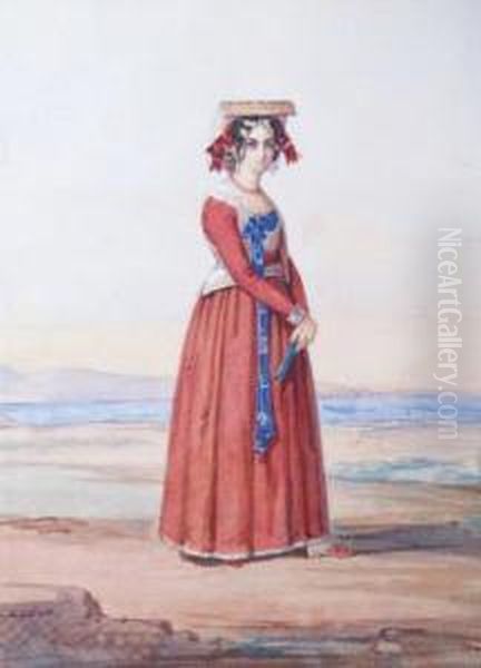 Jeune Fille Devant La Mer Oil Painting by Charles-Louis Mutler