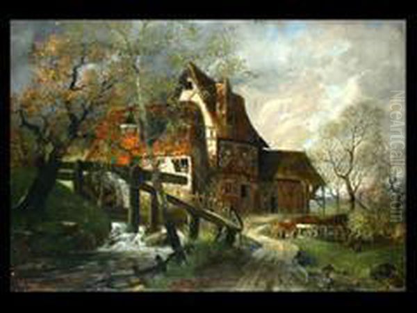 Die Muhle Oil Painting by Eduard Josef Muller