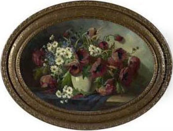 Sommerstraus In Fayencevase Oil Painting by Ernst Muller