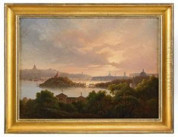 Utsikt Over Stockholm Fran Djurgarden Oil Painting by Herman Muller