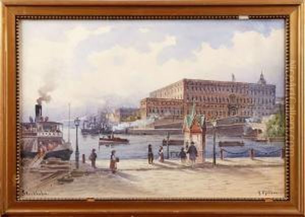 Stockholms Slott Oil Painting by Herman Muller