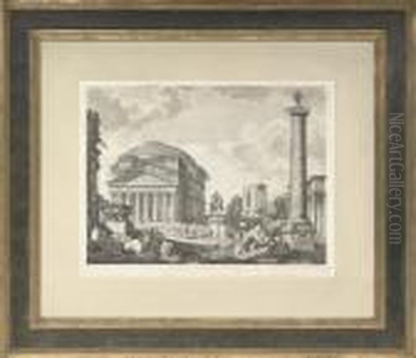 Monuments Of Ancient Architecture In The Roman Vicinity Oil Painting by Johann Sebastian Muller