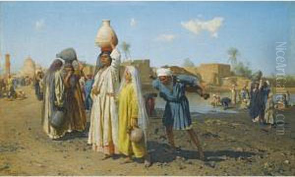 The Water Carriers Oil Painting by Leopold Carl Muller