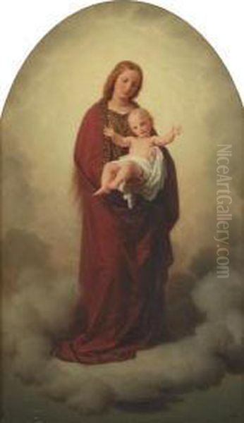 Madonna And Child Oil Painting by Moritzfeuermuller I Muller