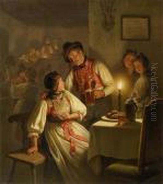 In Thetavern Oil Painting by Moritzfeuermuller I Muller