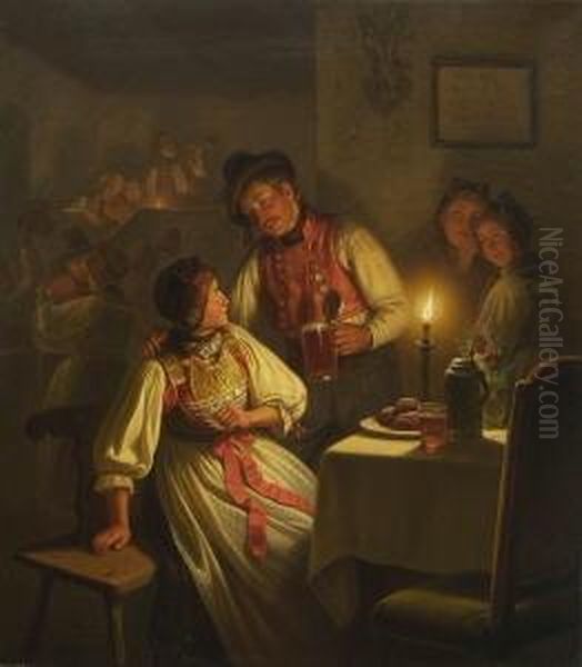 In Einer Dachauer Wirtsstube Oil Painting by Moritzfeuermuller I Muller