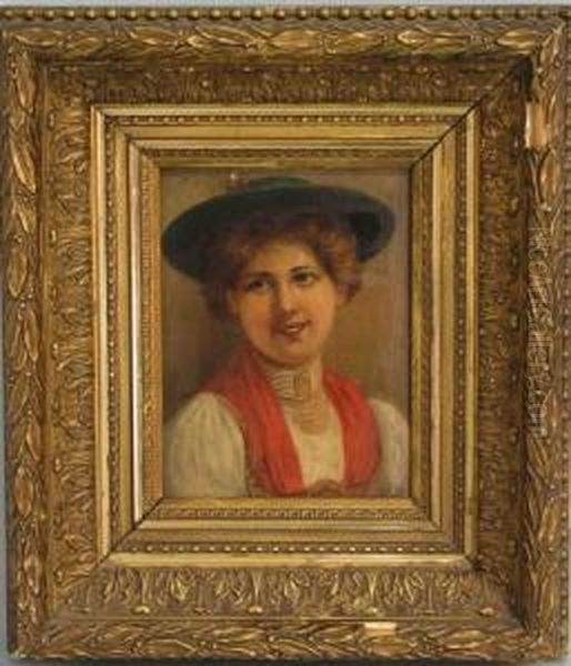 Portrait Einer Bayerischen Schonheit Mit Kropfkette Oil Painting by Otto Muller