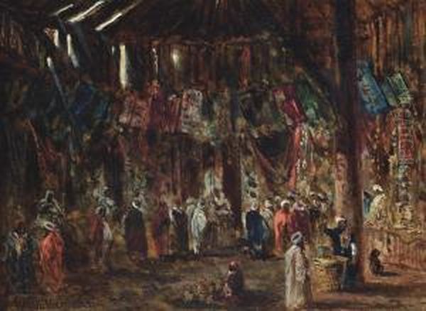 Bazaar At Cairo Oil Painting by William James Muller