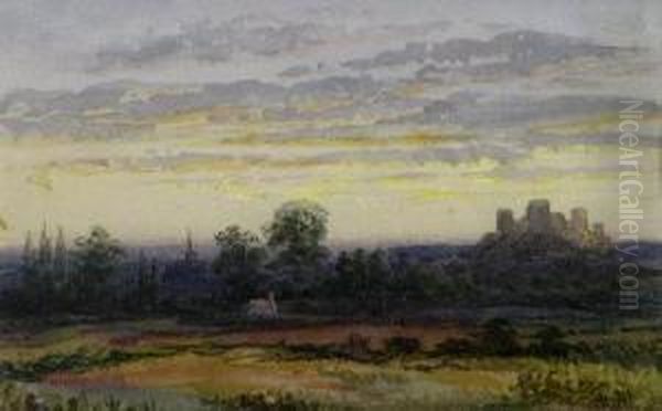 Sunset With Castle Oil Painting by William James Muller