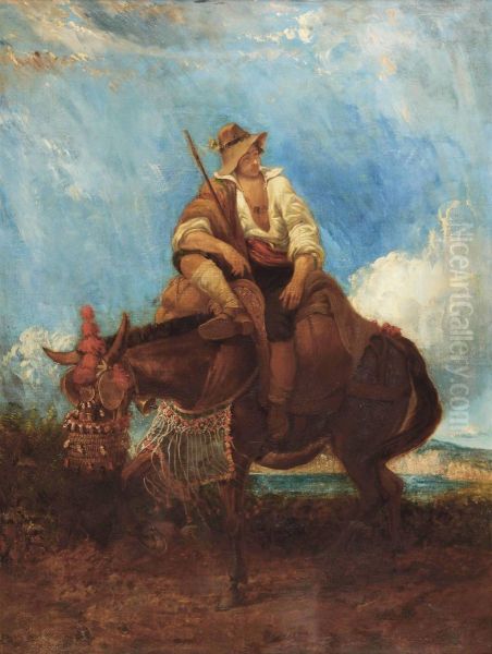 A Traveller And His Mule Oil Painting by William James Muller