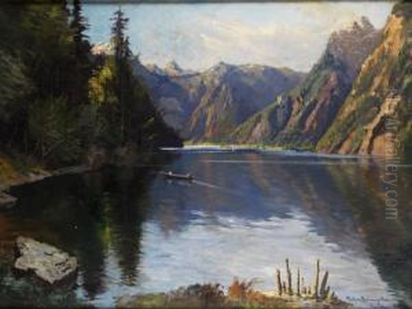 Der Konigssee Oil Painting by Carl Muller-Baumgarten