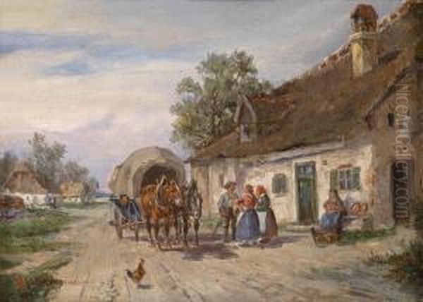 Resting On The Country Road Oil Painting by Ludwig Muller-Cornelius