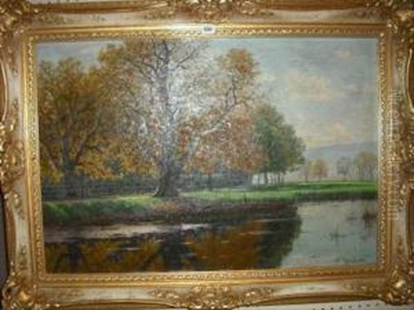 Autumnal Parkland Oil Painting by Fritz Muller-Landeck