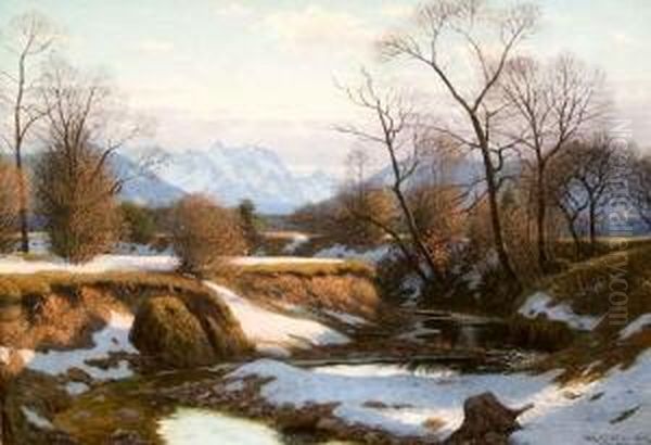 Schneeschmelze In Voralpenlandschaft Oil Painting by Fritz Muller-Landeck