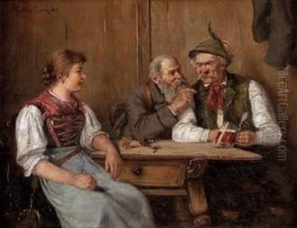 Eine Tischgesellschaft Oil Painting by Albert Muller-Lingke