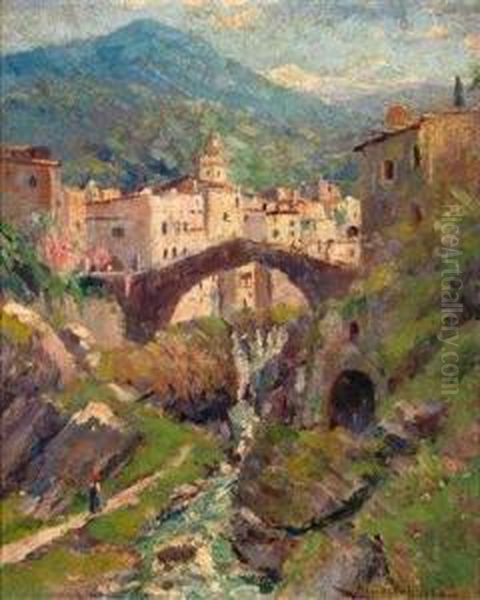 Die Brucke In Mostar Oil Painting by Peter Paul Muller-Werlau