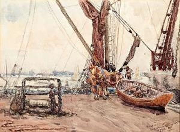 The Warf Oil Painting by Frederick C. Mulock