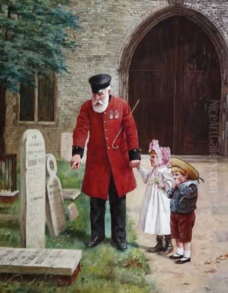 A Walk With Grandpa Oil Painting by Augustus Edwin Mulready