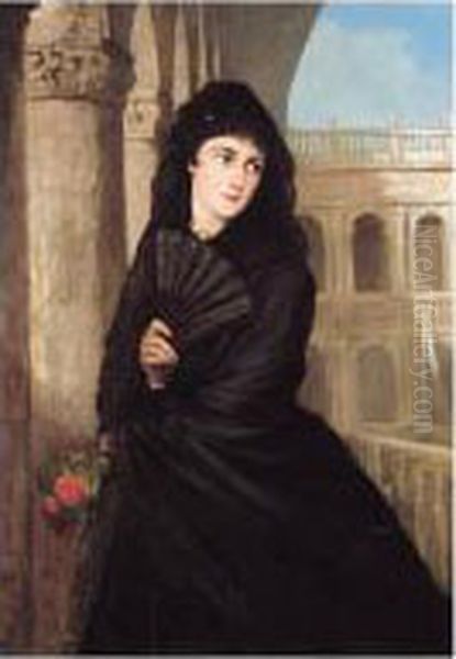 Portrait Of Annabel Mulvany, The Artist's Daughter Oil Painting by George Francis Mulvany