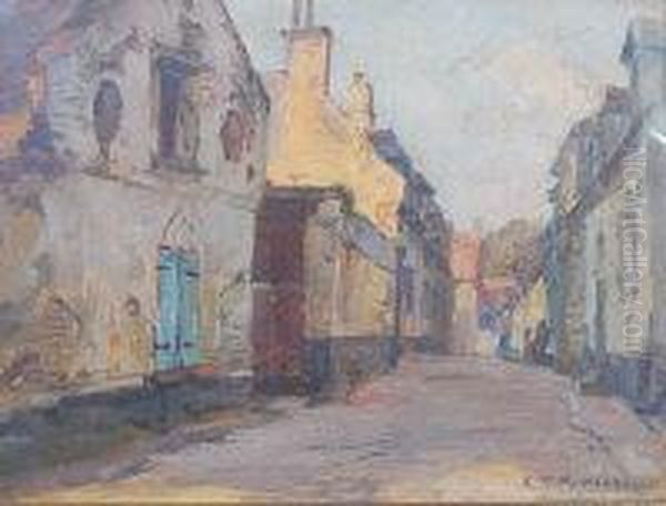 Continental Street Scene Oil Painting by Robert T. Mumford