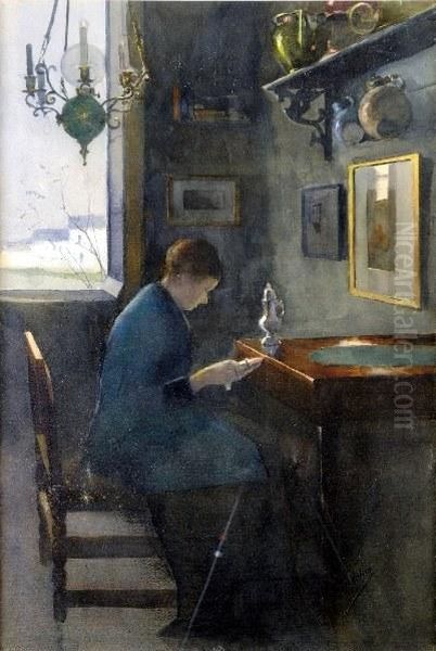 Femme Dans Un Interieur Oil Painting by Leon Mundeleer