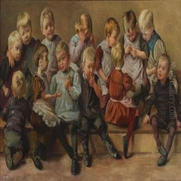 Children From A Fosterhome Oil Painting by Emilie Mundt