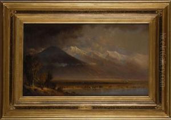 Lake Utah-okrah Mountains Oil Painting by Gilbert Davis Munger