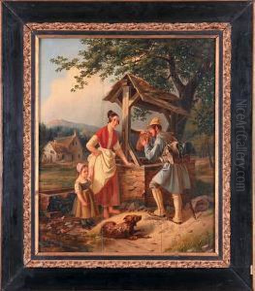 Wedrowiec Przy Studni, 1837 R. Oil Painting by Jacob Munk