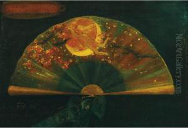 Still Life With Fan Oil Painting by George Frederick Munn