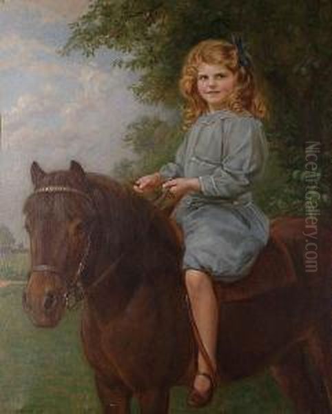 Her First Pony. Oil Painting by John Bernard Munns