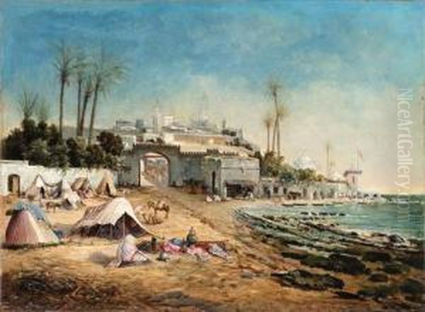 On The Coast Of North Africa Oil Painting by M. Munoz