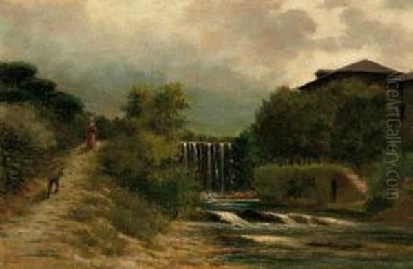 Paisaje De Urberuaga (infiesto), Asturias Oil Painting by Joaquin Munoz Morillejo