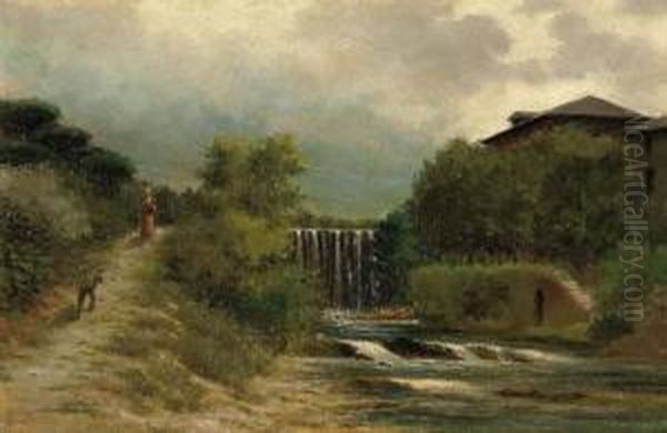 Paisaje De Urberuaga(infiesto), Asturias Oil Painting by Joaquin Munoz Morillejo