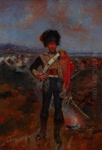 Husar Oil Painting by Domingo Munoz y Cuesta