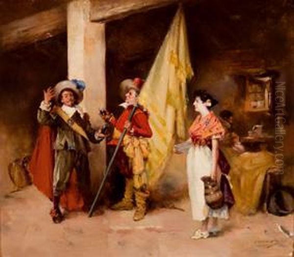 Brindis En El Meson Oil Painting by Domingo Munoz y Cuesta