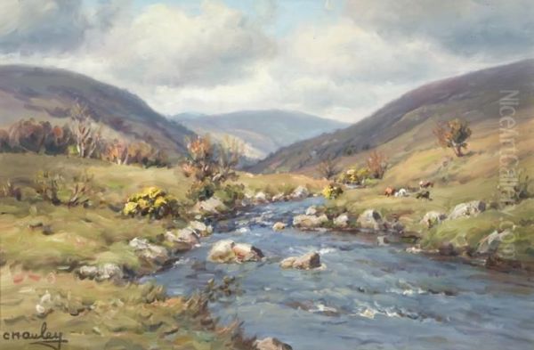 The Dun River Glendun, Glens Of Antrim Oil Painting by Charles C. Binning Munro