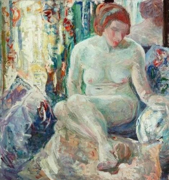 Seated Nude Reflected In A Mirror Oil Painting by Sarah Sewell Munroe