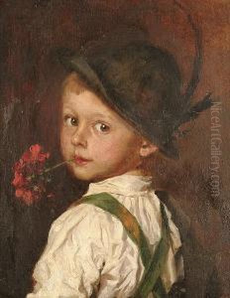 Portrait Of A Young Boy Oil Painting by Hermine Munsch