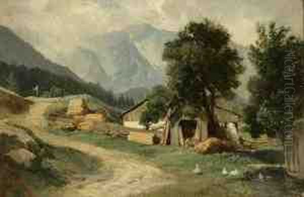 Summer In The Alps Oil Painting by Leopold Munsch