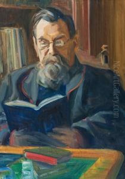 Portrait Of August Ahlqvist Oil Painting by Ali Munsterhjelm