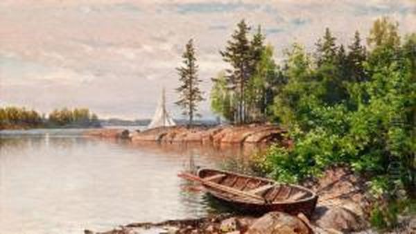 The Rowing Boat Oil Painting by Hjalmar (Magnus) Munsterhjelm