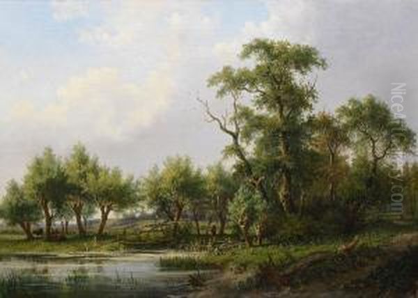 Norddeutsche Sommerlandschaft Oil Painting by David Heinrich Munter