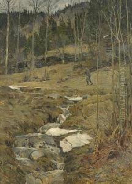 Spring In The Forest Oil Painting by Gerhard Peter Frantz Munthe