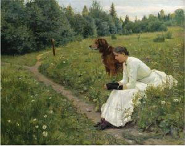 Idyll Oil Painting by Gerhard Peter Frantz Munthe