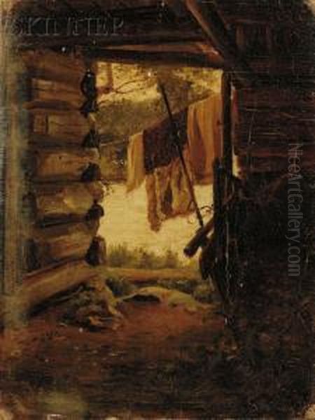 In The Cabin Oil Painting by Gerhard Peter Frantz Munthe